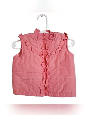 Kids Play | Pink Ruffle Puffer Vest | 0-3 Months | Cozy Zip